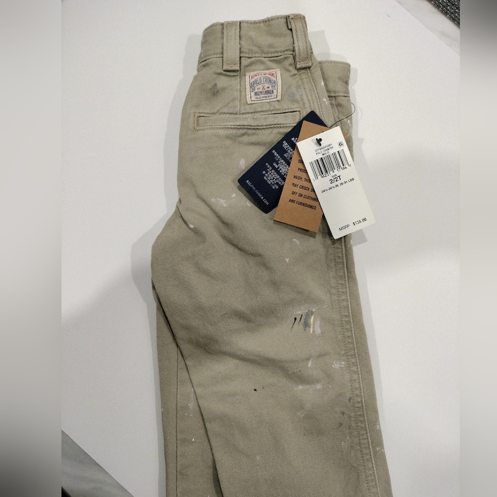 Ralph Lauren Kids Painter-Style Khaki Pants - Beige/Tan Sz 2t